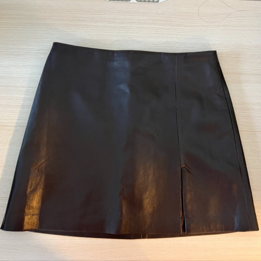 Aritzia Tatiana Skirt in Rich Mocha Brown and Vegan Leather Size 4